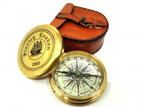Kompas mosiężny w skórzanym etui 